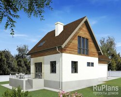 Одноэтажный дом с мансардой, гаражом на две машины, террасой и балконом Rg5087-2