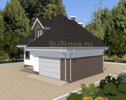 Проект одноэтажного дома с мансардой и гаражом на 2 машины Rg4927-1