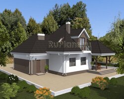 Проект одноэтажного дома с мансардой и гаражом на 2 машины Rg4927-2