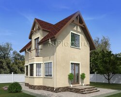 Проект компактного одноэтажного дома с мансардой и эркером Rg5059-3