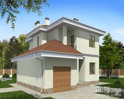 Двухэтажный дом с гаражом, террасой и балконами Rg3223-1
