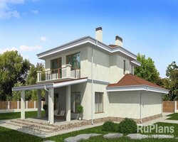 Двухэтажный дом с гаражом, террасой и балконами Rg3223-2