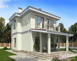 Двухэтажный дом с гаражом, террасой и балконами Rg3223-3