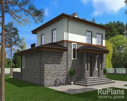 Проект двухэтажного жилого дома с террасой и балконом Rg5132-1