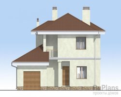 Двухэтажный дом с гаражом, террасой и балконами Rg3223-4